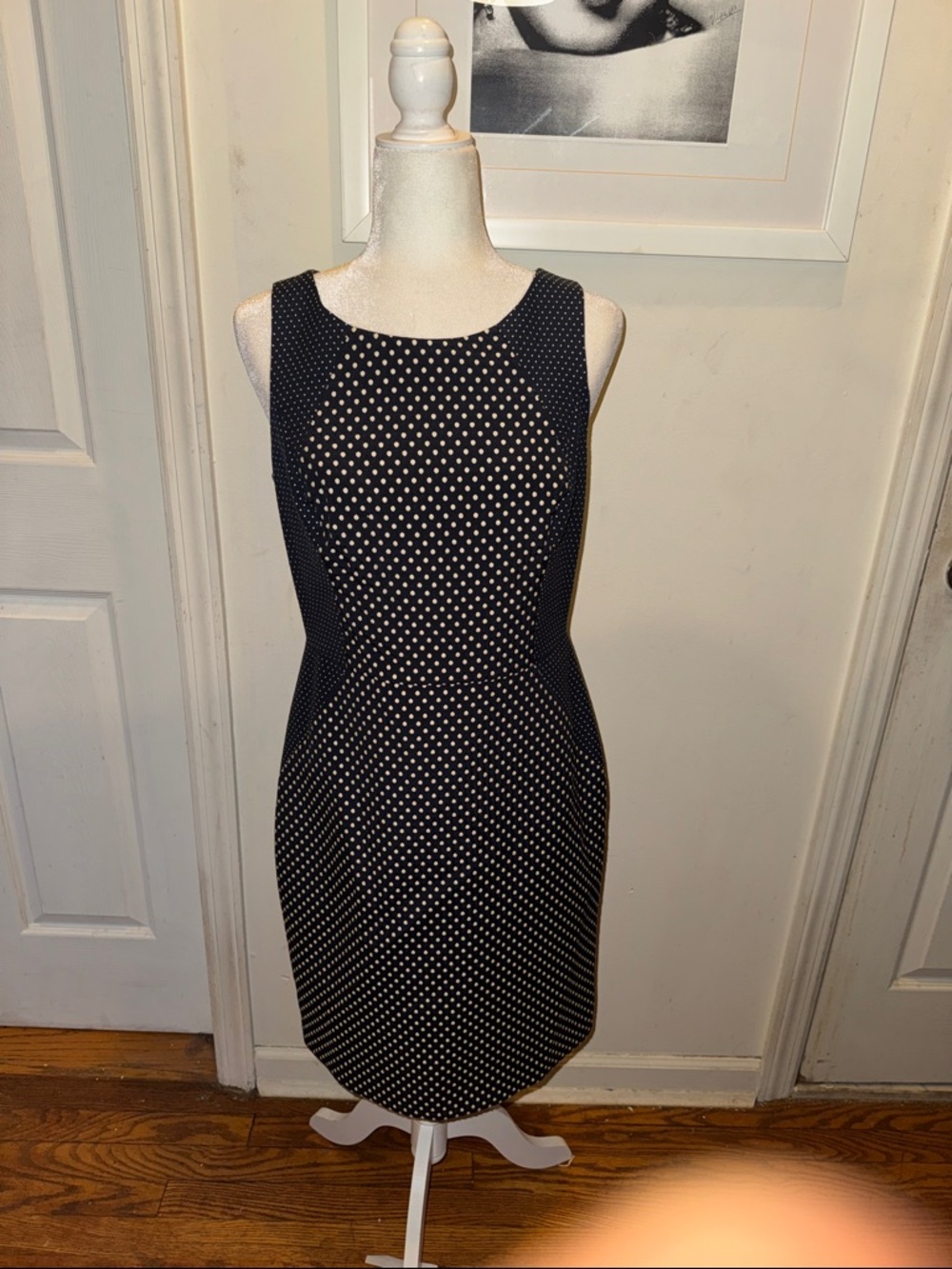 Banana Republic Black and White Polka Dot Sheath Dress